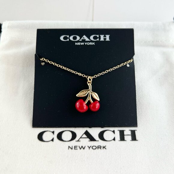Coach Red Cherry Gold Necklace - Picture 1 of 4